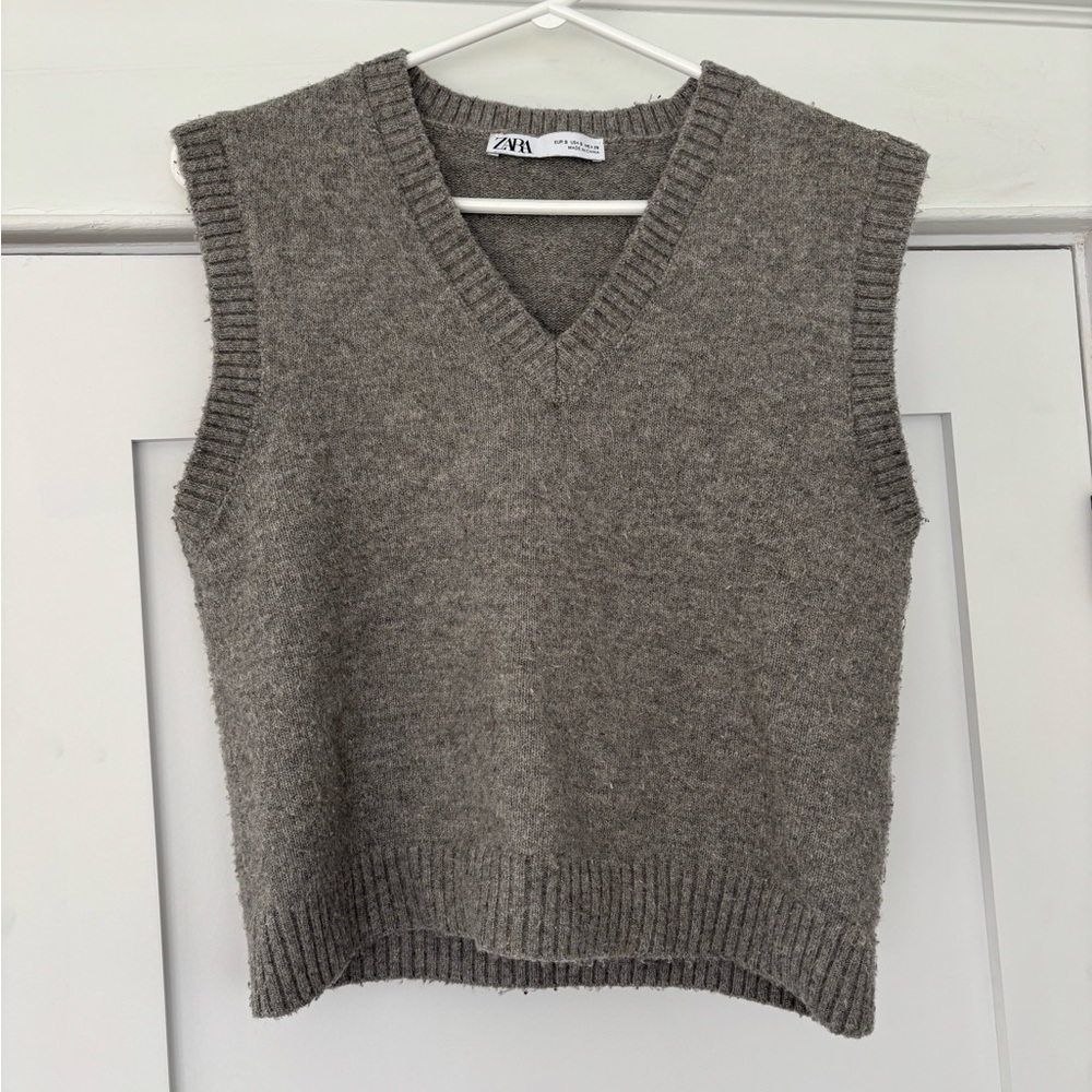 Zara Light Gray Knit Sweater Coat